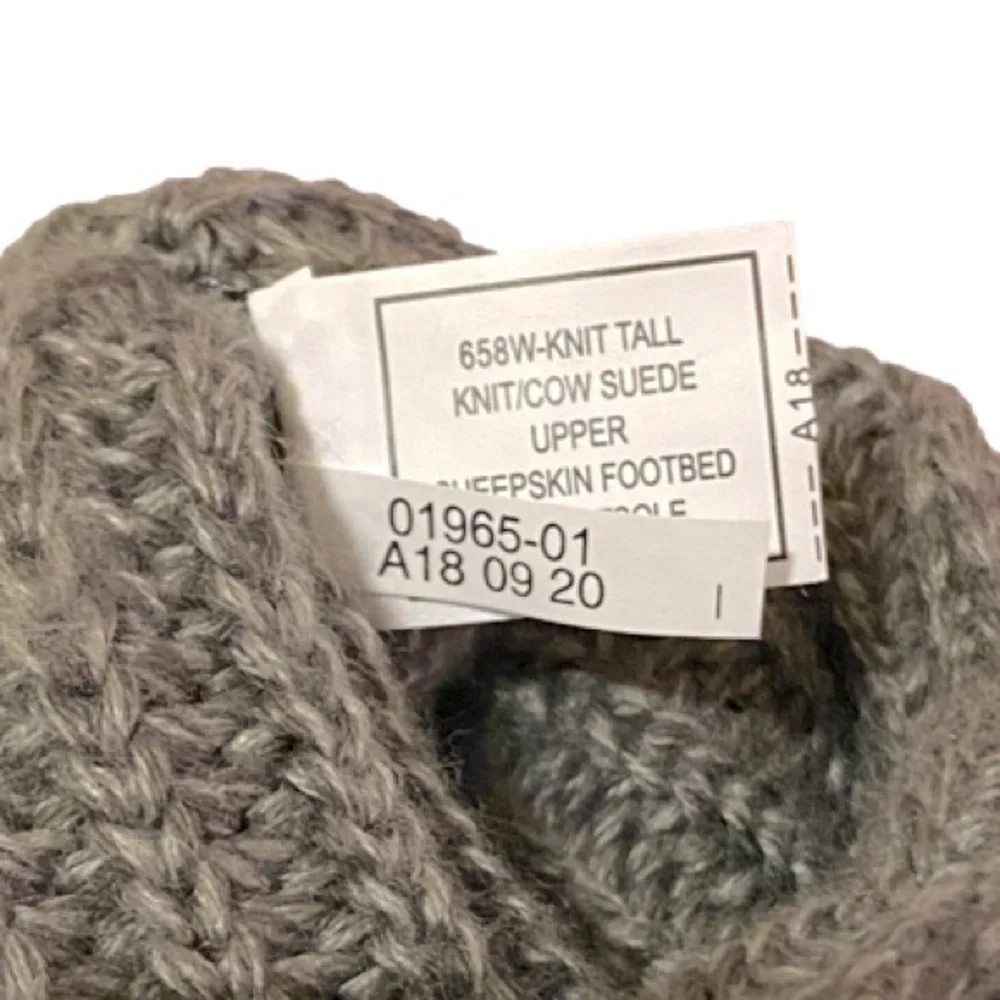 BearPaw Knit Tall Gray Boots Fold Over Pull On Cozy Size 6